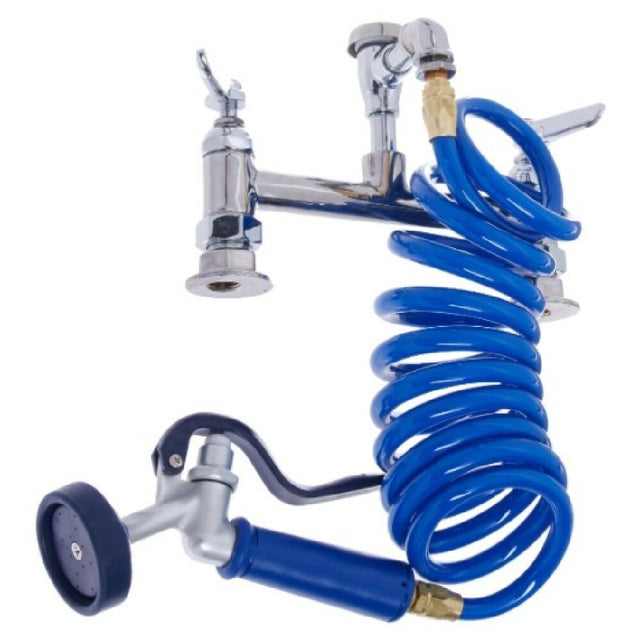 T&S Brass PG-8DREV Pet Grooming Station: 8" Deck Mount Mixing Faucet Quarter-Turn Eterna Cartridges W/ Spring Checks