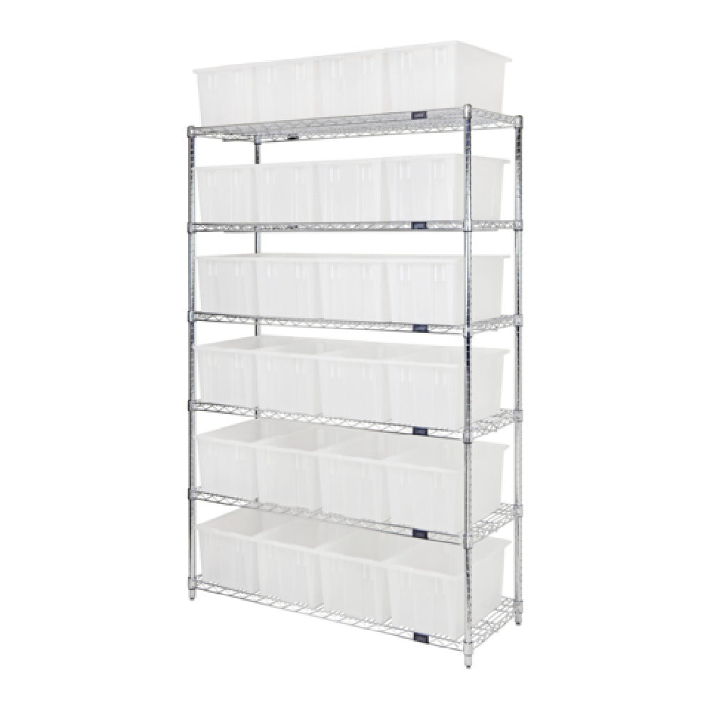 Quantum WR6-24185CL Bin Wire Shelving System 48"L X 18"D X 74"H 800 Lbs. Load Capacity Per Shelf