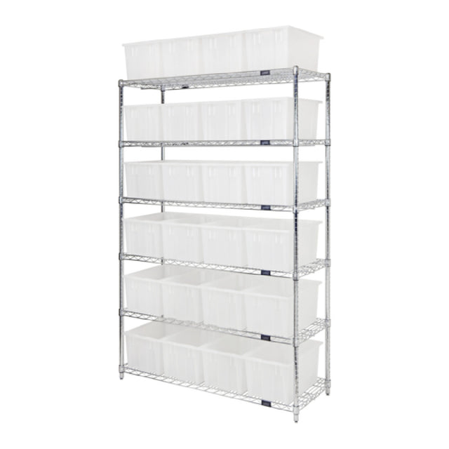 Quantum WR6-24185CL Bin Wire Shelving System 48"L X 18"D X 74"H 800 Lbs. Load Capacity Per Shelf