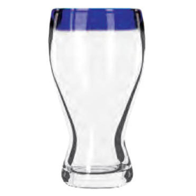 Libbey 92316 Beer Glass 16 Oz. With Cobalt Blue Rim