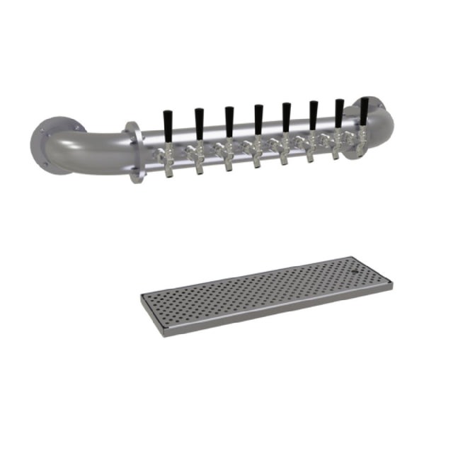 Glastender PW-8-SS Pipe Wall Draft Dispensing Tower Wall Mount (8) Stainless Steel Faucets (handles Not Included)