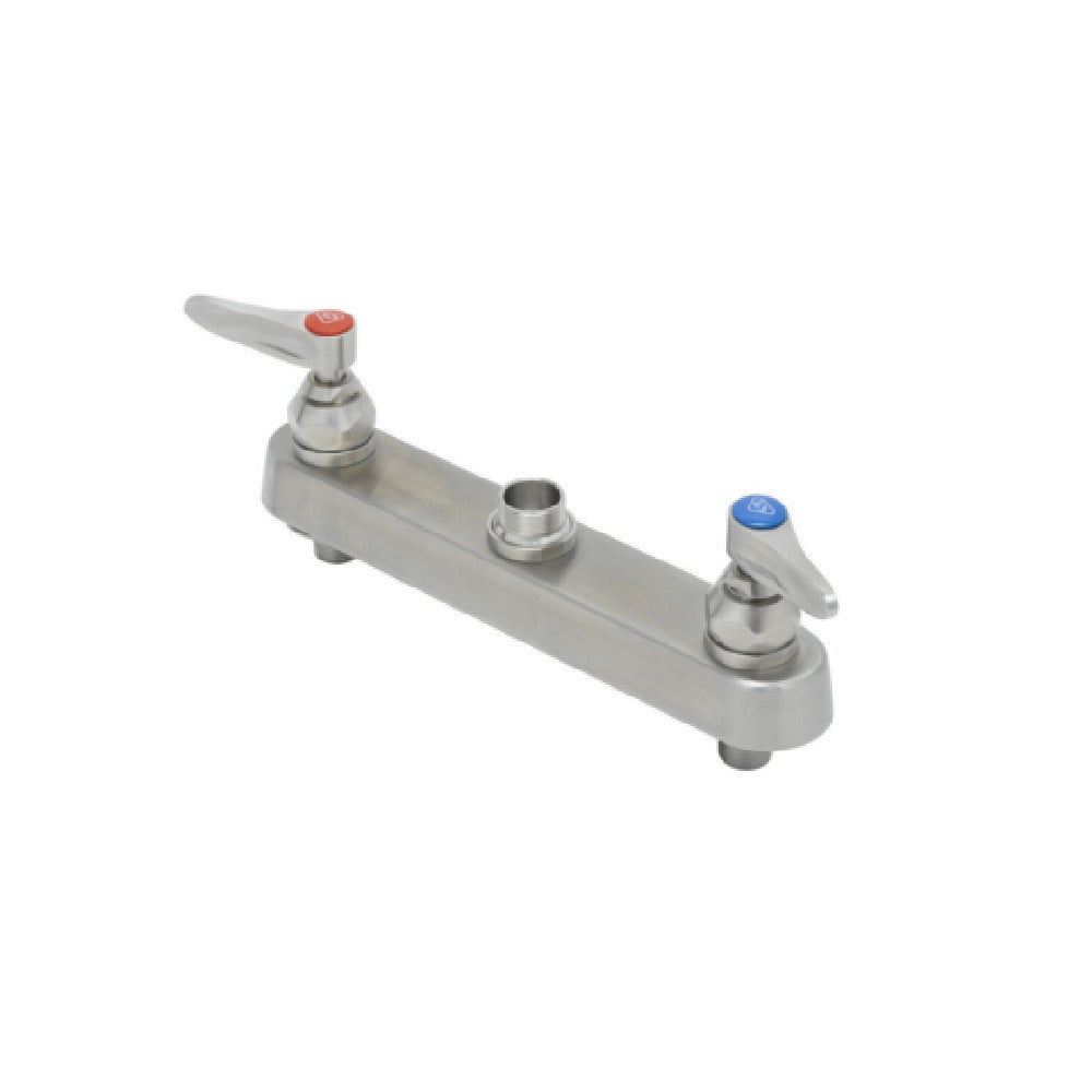 T&S Brass S-1120-LN EverSteel 8" Stainless Steel Deck Mount Workboard Faucet Less Nozzle With Stainless Steel Lever Handles