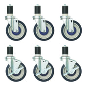 Hubert 97957 - Kratos Caster Set, 5" Dia. Swivel Casters With Brake, 300 Lb. Capacity Per Caster