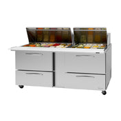 Turbo Air PST-72-30-D4-N-SL PRO Series Mega Top Sandwich/Salad Prep Table With Slide Lids