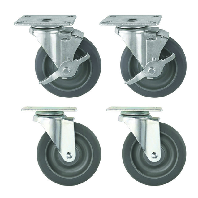 Hubert 146272 - Kratos Replacement Caster Set, 5" Dia., Two With Brakes