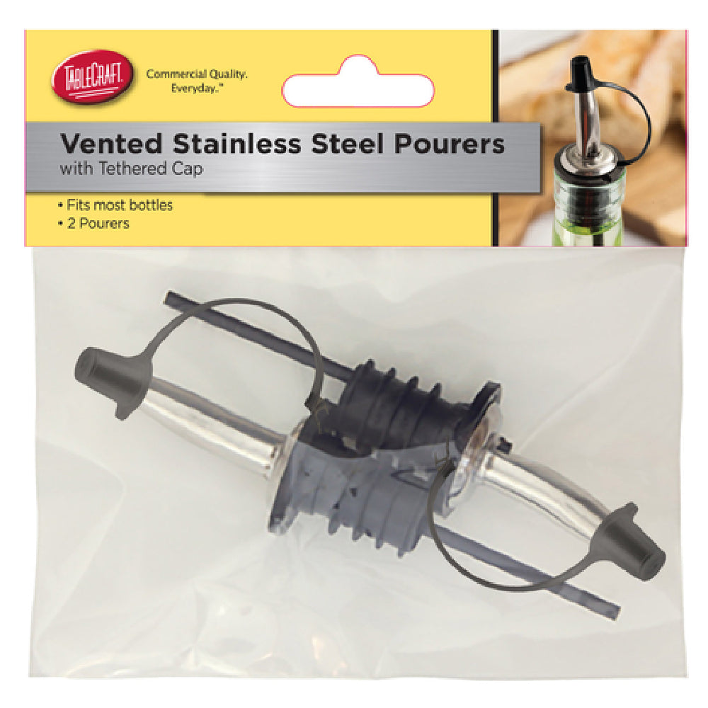 Tablecraft H599PTC2 Cash & Carry Pourers With Black Tethered Cap Hand Wash Only