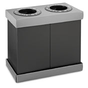 Alpine Industries ALP471-02-BLK Recycle Bin Center 31"W X 16"D X 32-1/2"H (2) 28 Gallon Black Bins With 12" Dia. Deposit Openings