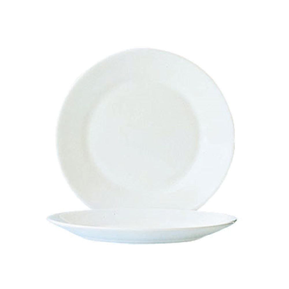 Arc Cardinal 22522 Arcoroc Restaurant White Rim Plate (D:9.38'') Fluorosilicate Opal Glass