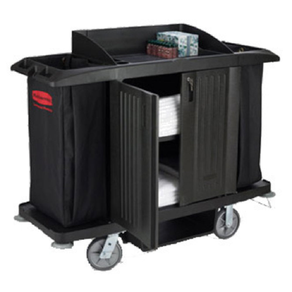 Rubbermaid FG619100BLA Housekeeping Cart 60"L X 22"W X 50"H With Doors And Vinyl Bag