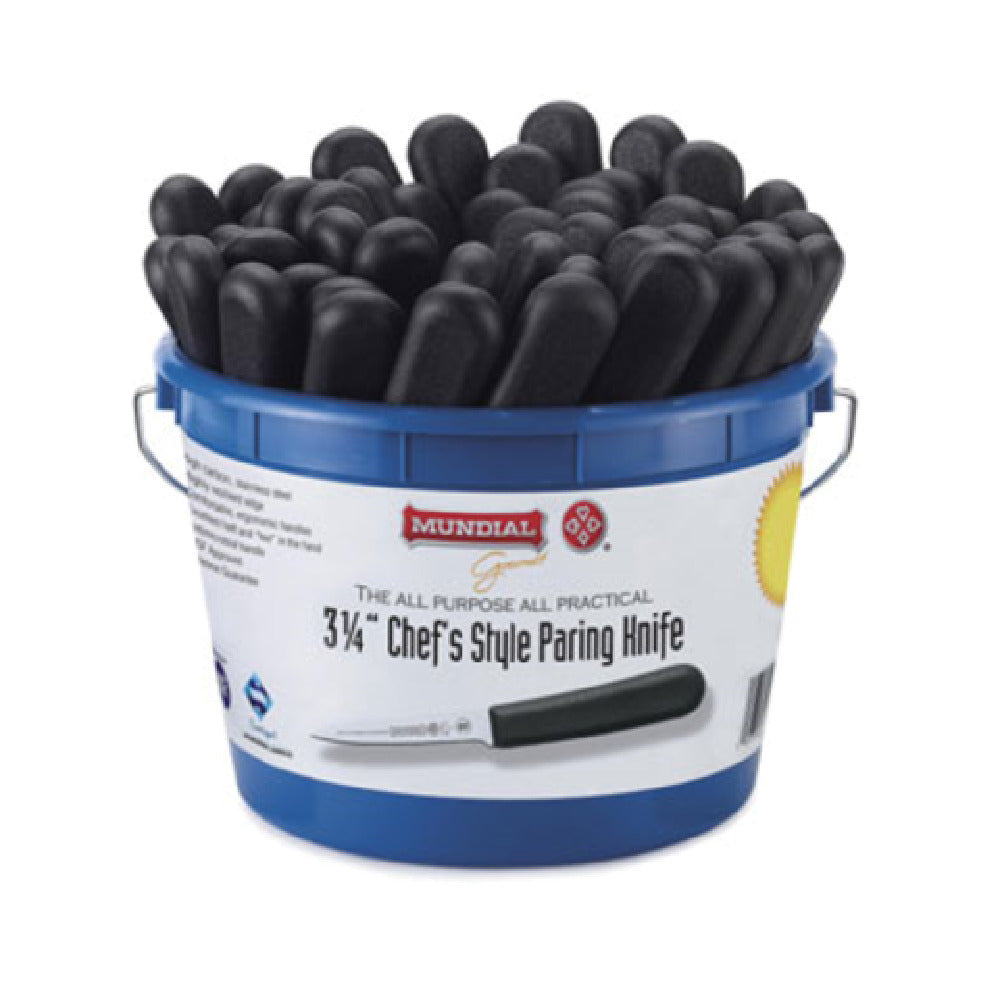 Mundial 5601BKT Chef's Style Paring Knife 3-1/4" Priced Per 48-piece Bucket