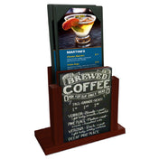 Menu Solutions WDMH-CHALK_WALNUT Menu Holder 4" X 6" Removable Black Chalkboard