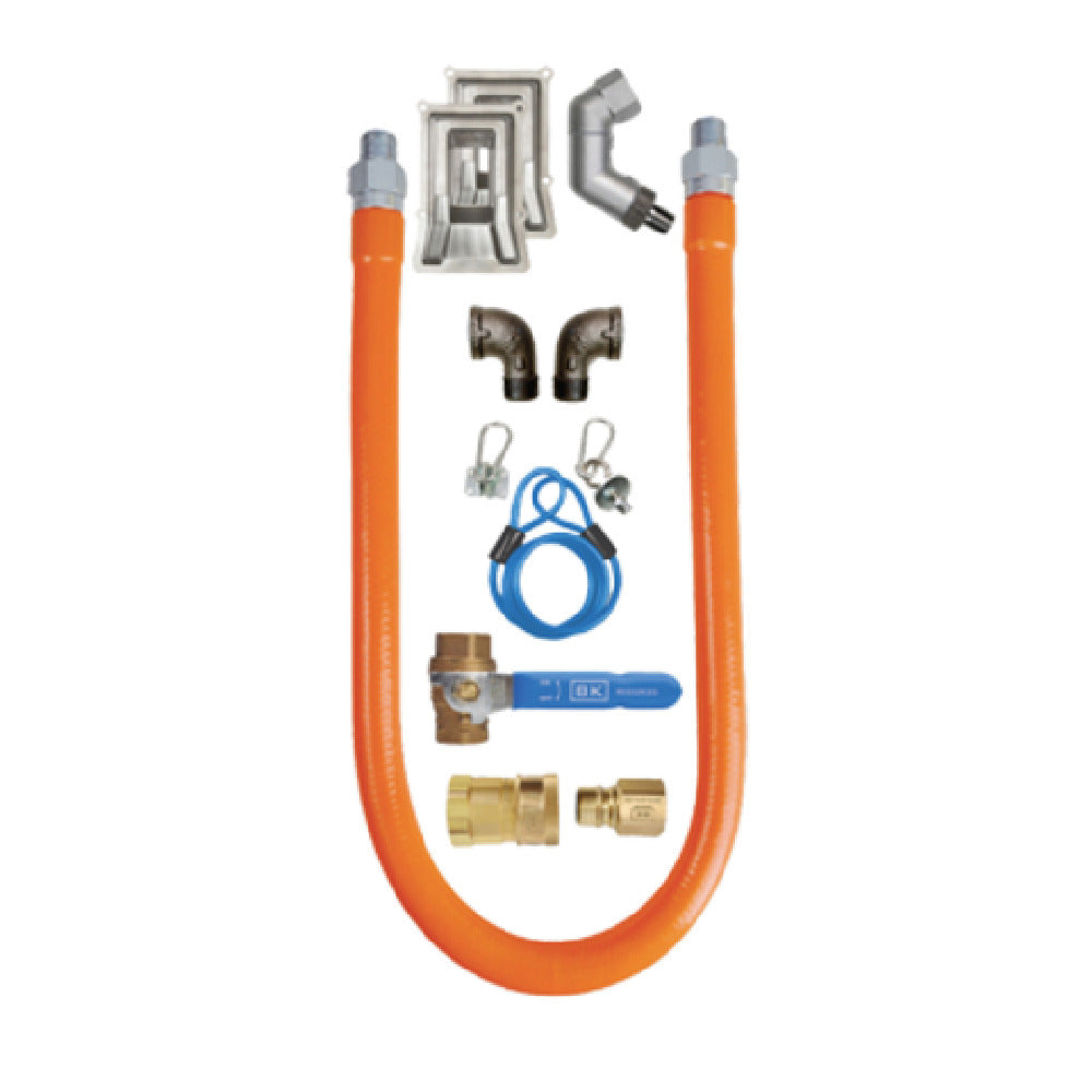 BK Resources BKG-GHC-5048-SWSP3 Set-Pro™ Connection Kit Includes 48" X 1/2" I.D. Stainless Steel Hose With Radial Wrap & Protective Translucent Coating