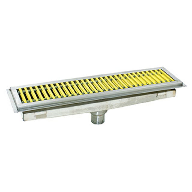 Eagle ASFT-1848-FG Anti-Splash Floor Trough 48"W X 18"D Yellow Fiberglass Subway-style Grating With Non-slip Surface
