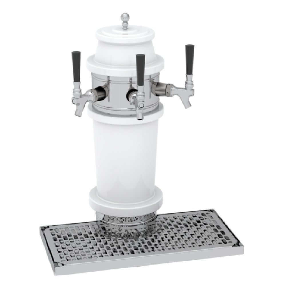 Glastender RBT-3-MFR Roman Draft Dispensing Tower (3) Stainless Steel Faucets (handles Not Included)