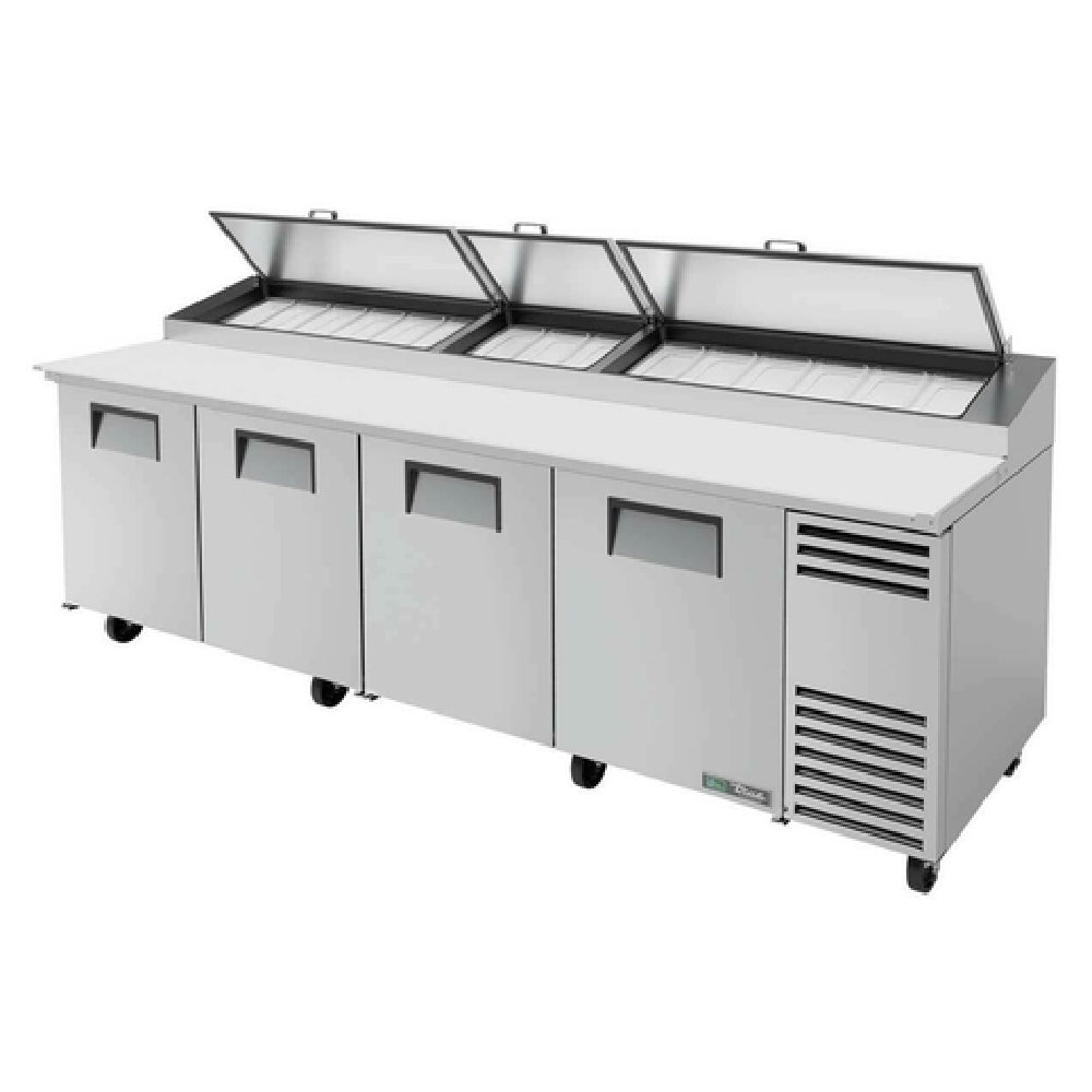 True Refrigeration TPP-AT-119-HC Pizza Prep 33 41°F Pan Rail Stainless Steel Cover