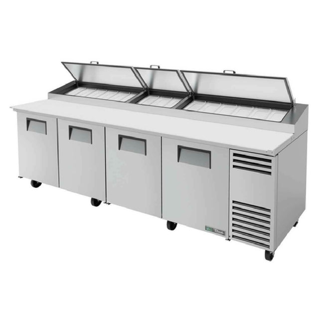 True Refrigeration TPP-AT-119-HC Pizza Prep 33 41°F Pan Rail Stainless Steel Cover