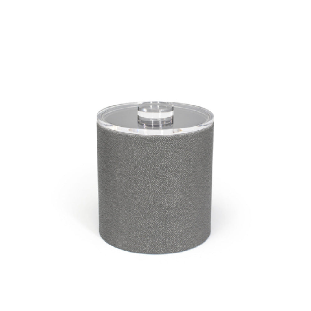 FOH RIB018GYL21 3.5qt Round Belize Ice Bucket Smoke With Acrylic Lid Includes One RIB018GYL21-BTM 3.5qt Round Belize Ice Bucket Base Smoke