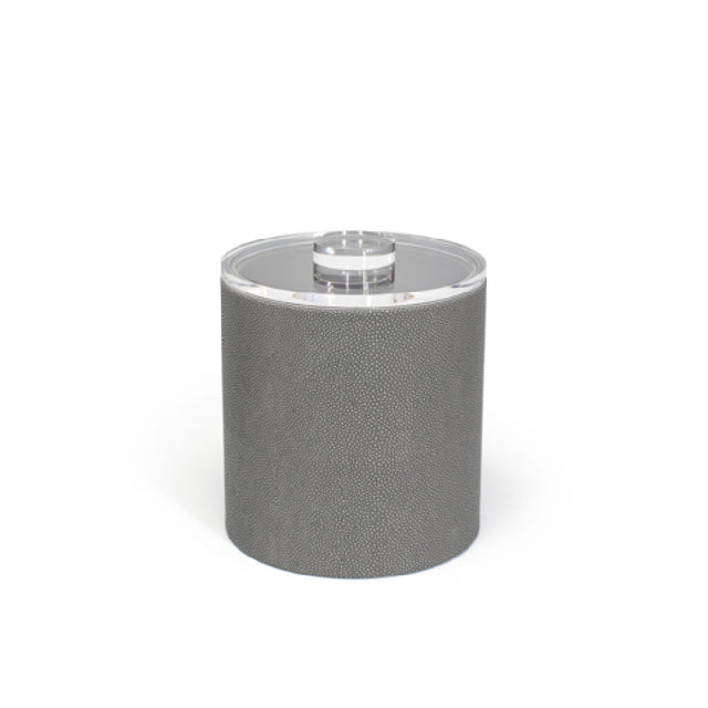 FOH RIB018GYL21 3.5qt Round Belize Ice Bucket Smoke With Acrylic Lid Includes One RIB018GYL21-BTM 3.5qt Round Belize Ice Bucket Base Smoke