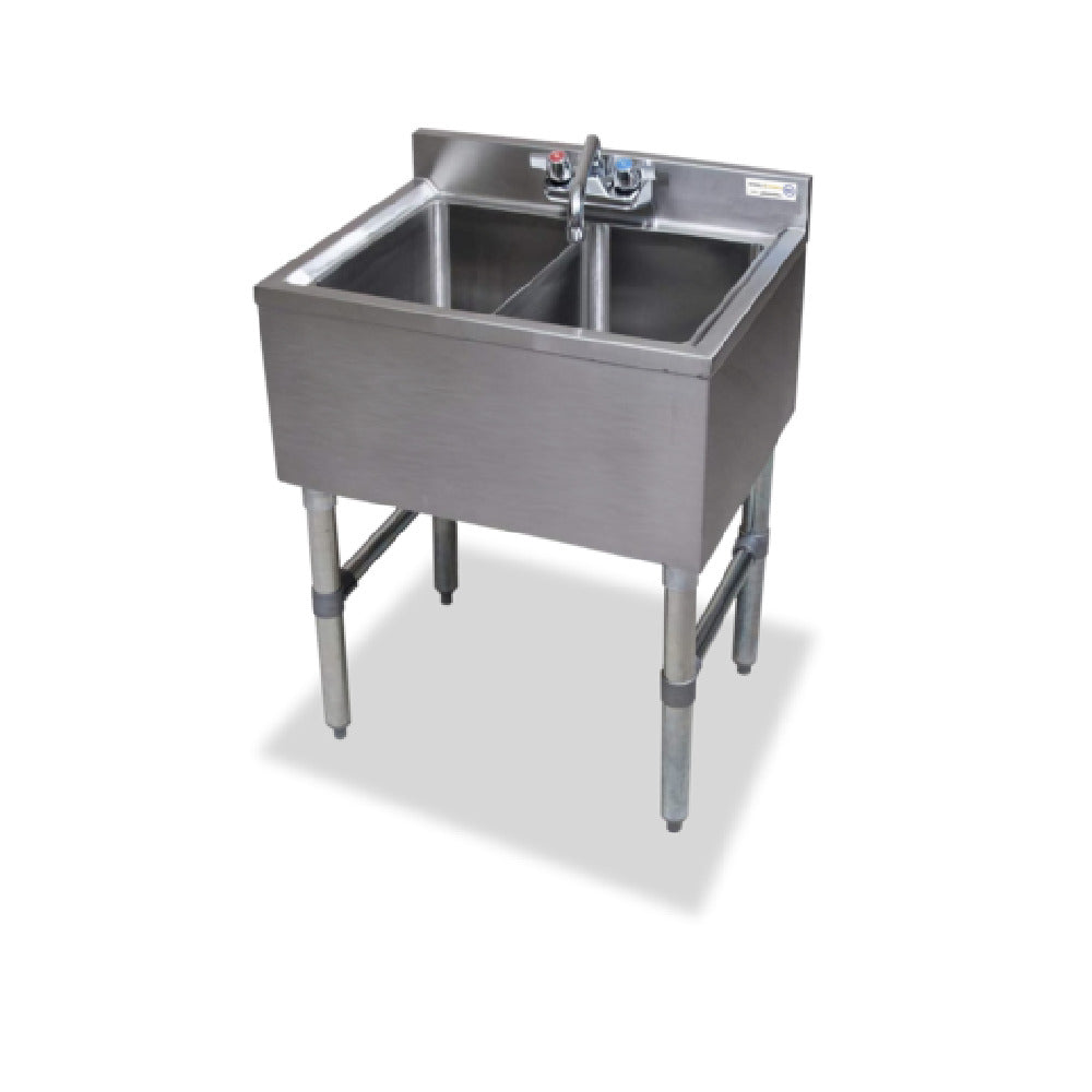 Steel Works Stainless SWBAR2B26 Two Compartment Underbar Hand Sink 26-1/2" X 18-3/4" X 33"H