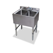 Steel Works Stainless SWBAR2B26 Two Compartment Underbar Hand Sink 26-1/2" X 18-3/4" X 33"H