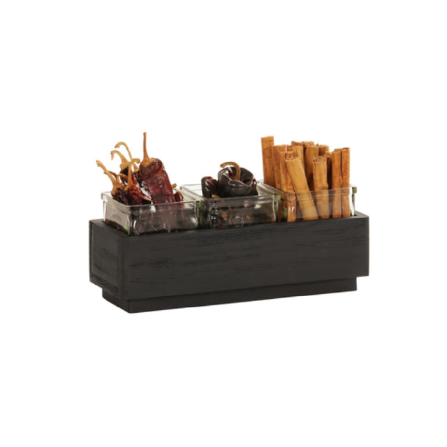 Cal-Mil 23787-3-13 Brooklyn 3 Jar Holder 5"W X 12.75"D X 4.5"H Textured Wood Base