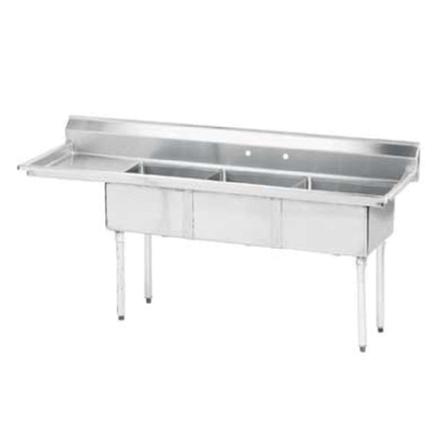 Advance Tabco FE-3-1620-18L-X Special Value Fabricated Sink 3-compartment 18" Left Drainboard