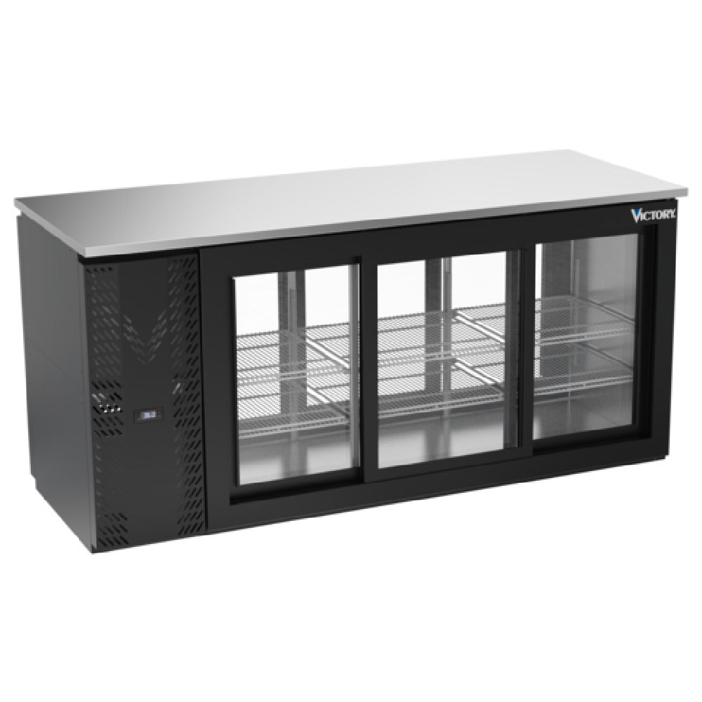 Victory VBBN72HC-F-GS-PT-B - Pass-Thru Back Bar Refrigerator, Food Rated, Three-section