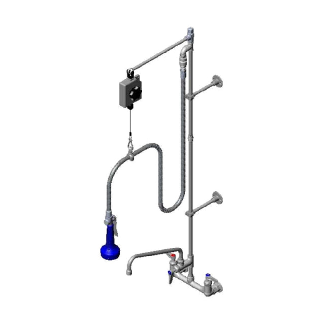 T&S Brass B-0140-08 EasyInstall Pre-Rinse Unit Wall Mount Mixing Faucet With 8" Adjustable Centers