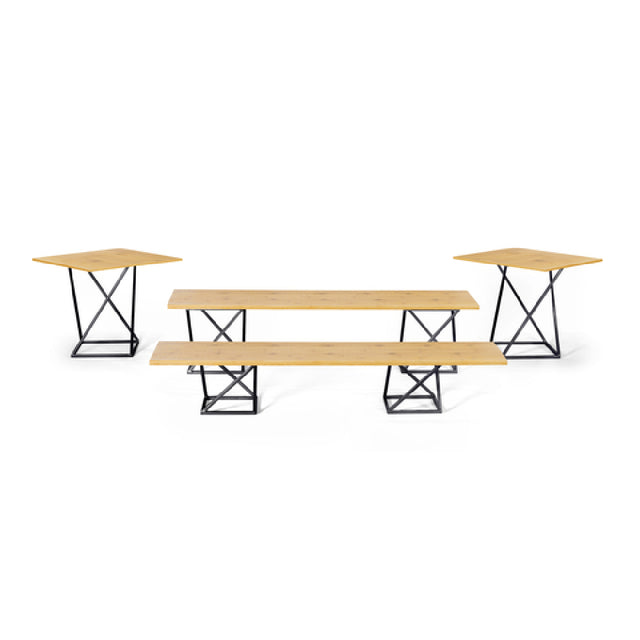 FOH BST013MUM28_ Buffet Essentials Twist Natural Bamboo On Matte Black Includes Two BRI005BKI28 Twist Risers Set Of 3 Matte Black