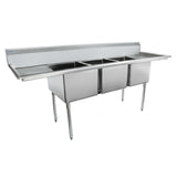 Empura ESD31824LR18 - Sink, 94"W X 29.5"D X 44.25"H, (3) Compartment