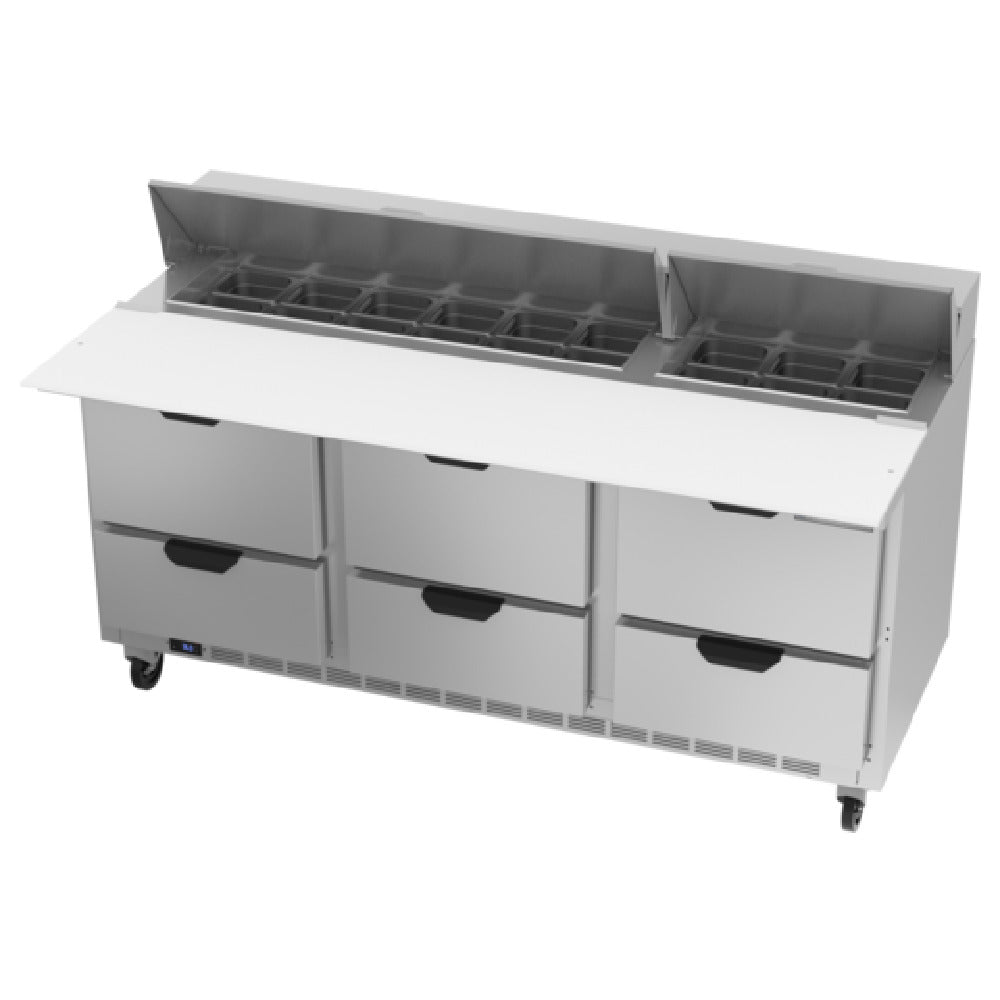 Beverage Air SPED72HC-18C-6 Sandwich Top Refrigerated Counter Three-section 72"W