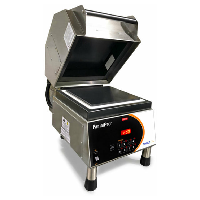 Nemco 6900A-208-GF PaniniPro™ Sandwich Press Grooved Top & Smooth Bottom 10-1/2" X 10-1/2" Non-stick Aluminum Plates