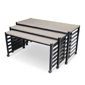 Forbes Industries 7438HD Fiji Series Nesting Tables (Elite-Heavy Duty) Three Tables (one Large Rectangle Table: 72” X 30" X 36” One Medium Rectangle Table: 66” X 30 X 33” And One Small Table: 60” X 30" X 30"). Powder Epoxy Painted Steel Fram