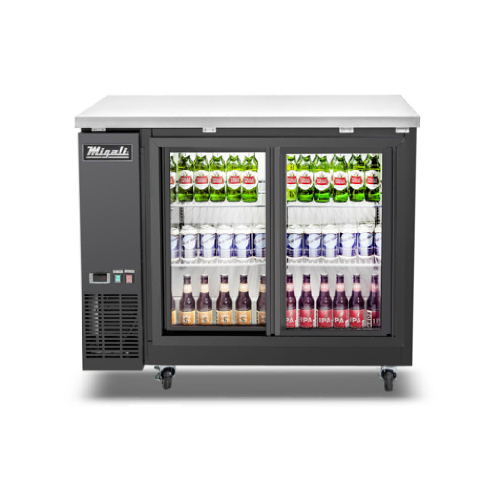 Migali Industries C-BB48SG-HC Back Bar Refrigerator 48.75"W X 24.5"D X 35.70"H (2) Sliding Glass Doors