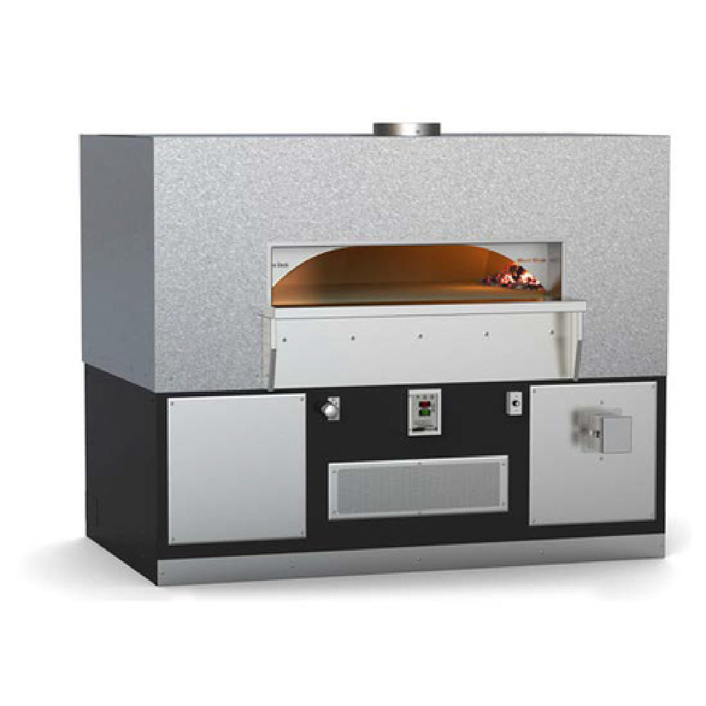 Wood Stone FD-9660RFGLIR-CL Fire Deck Stone Hearth Oven Radiant Gas Flame On Left With Infrared Under Floor Burner And Mandatory Coal Burning On Right Side