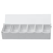 Hubert 29179 - Condiment Holder, 18" X 5-1/2" X 3"H, With (6) Plastic Pint Inserts