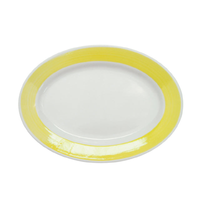CAC China R-13-Y Rainbow Platter 11-1/2"L X 8-1/4"W X 1-1/4"H Oval