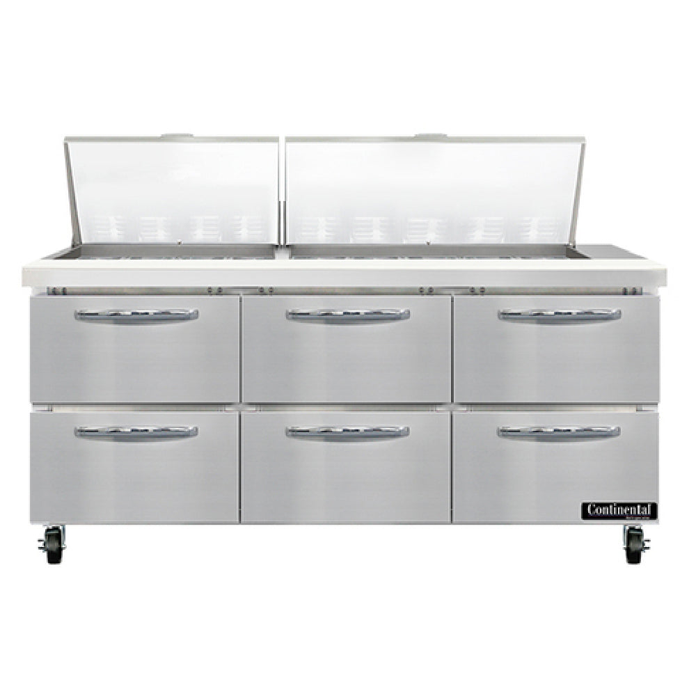 Continental Refrigerator SW72N27M-D Mighty Top Sandwich Unit 72"W 20.6 Cu Ft Capacity