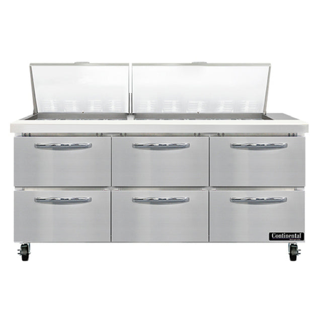Continental Refrigerator SW72N27M-D Mighty Top Sandwich Unit 72"W 20.6 Cu Ft Capacity