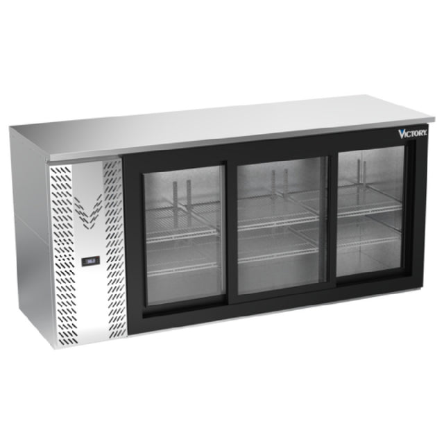Victory VBBN72HC-GS-S - Back Bar Refrigerator, Three-section, 72"W X 25-1/4”D X 34"H