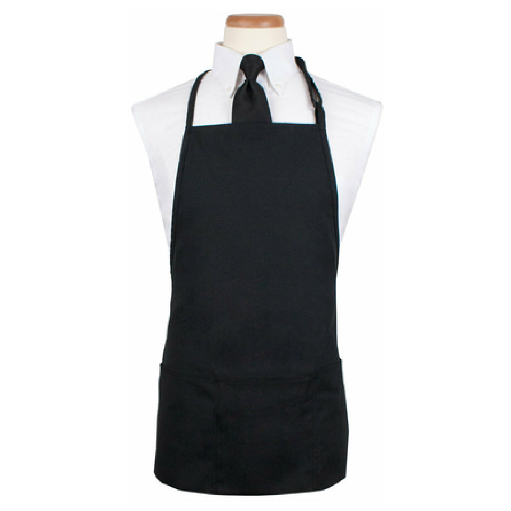 John Ritzenthaler Company 3PBIABKFP Chef Revival® Bib Apron 26" X 23" Long 3 Front Pockets And Pen Pocket With Seamless Bottoms