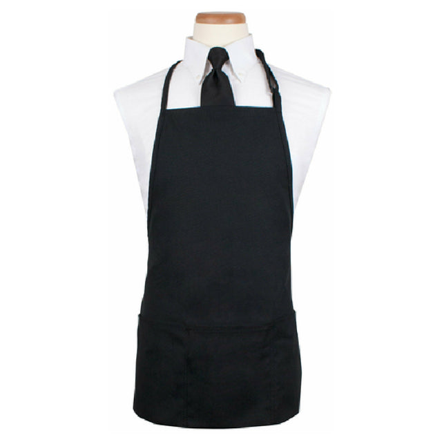 John Ritzenthaler Company 3PBIABKFP Chef Revival® Bib Apron 26" X 23" Long 3 Front Pockets And Pen Pocket With Seamless Bottoms