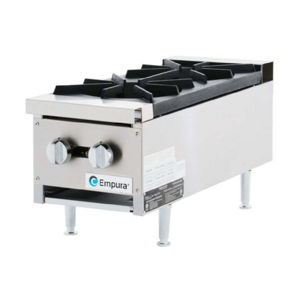 Empura EMHP2-HD - Heavy-Duty Gas Hot Plate, 12"W X 29-3/8"D X 13-1/8"H, With 12" X 12" Cast Iron Top Grates