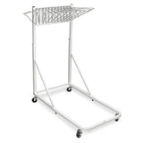 Alpine Industries ADI613-WHI Vertical File Rolling Stand For Blueprints Top Basket