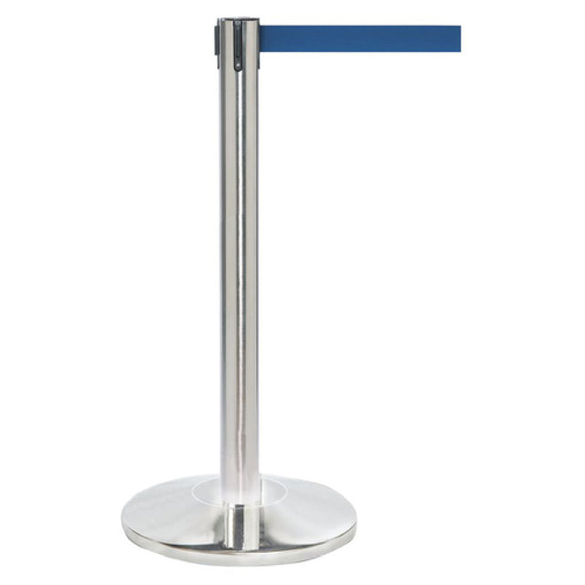 Hubert 97018 - Stanchion, Includes: (1) 40"H Post, (1) 14" Dia. Tapered 30 Lb. Base With Protective Rubber Floor Guards & (1) 7' Blue Belt