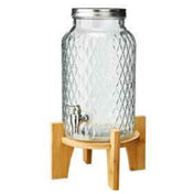Tableware Solutions USA T3026 - Big Jar, Glass, Bamboo Bracket