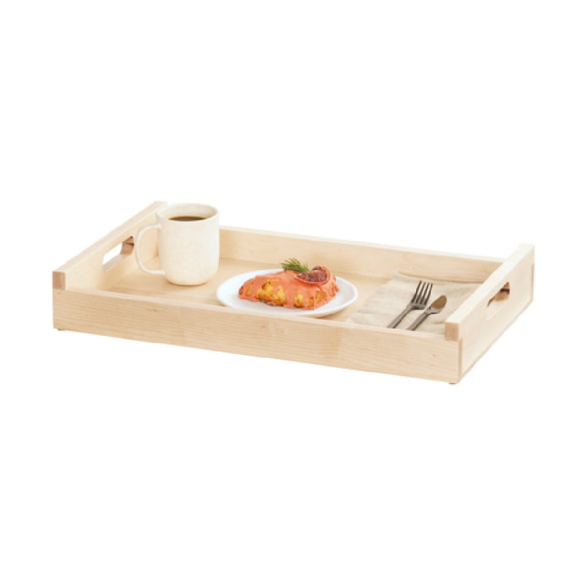 Cal-Mil 3454-1220-71 Blonde Roomservice Tray 23.25"W X 14.5"D X 3.5"H With Handle Cutouts