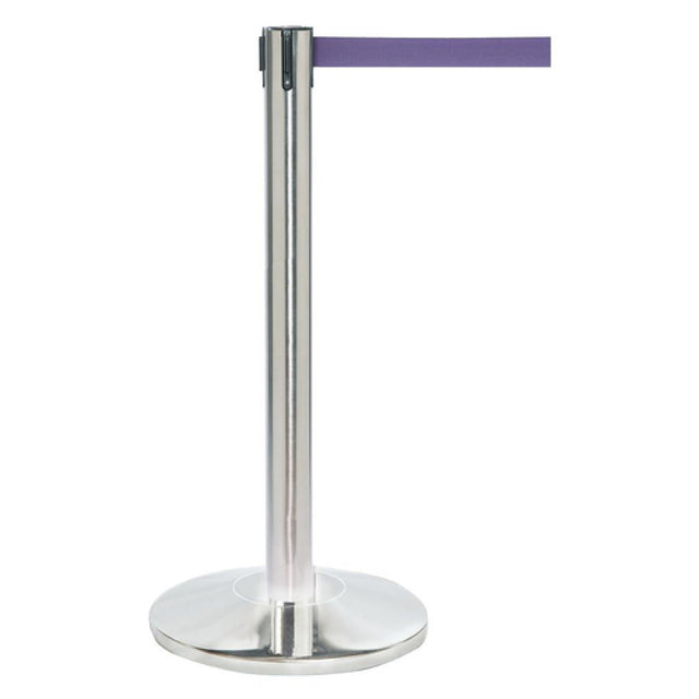Hubert 54792 - Stanchion, Includes: (1) 40"H Post, (1) 14" Dia. Tapered 30 Lb. Base With Protective Rubber Floor Guards & (1) 7' Purple Belt