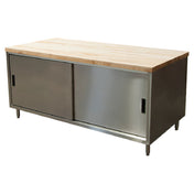 BK Resources CMT-3672S Chef Table Cabinet Base With Sliding Doors 72"W X 36"D X 34-3/4"H Overall Size