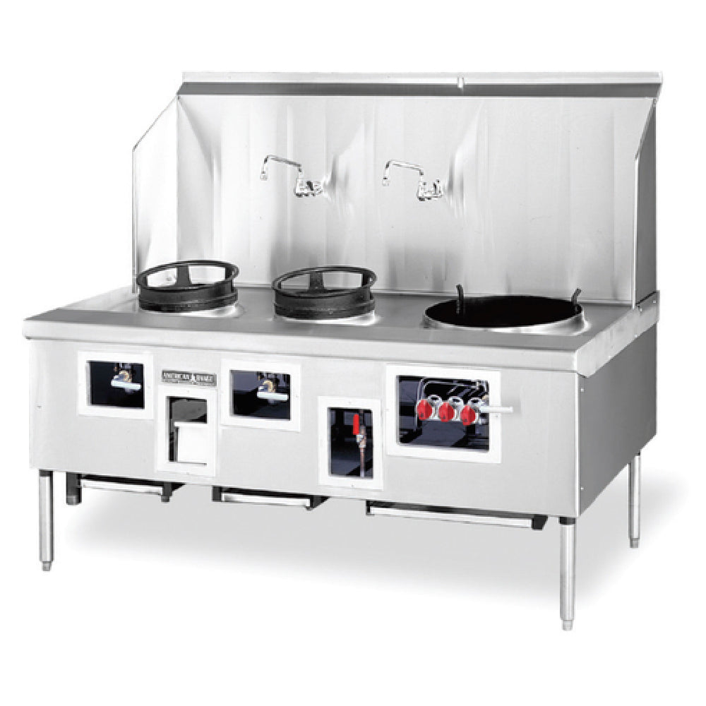 American Range ARCR-4 Chinese Range Gas (4) Burners & (2) Manually-controlled Swing Faucets